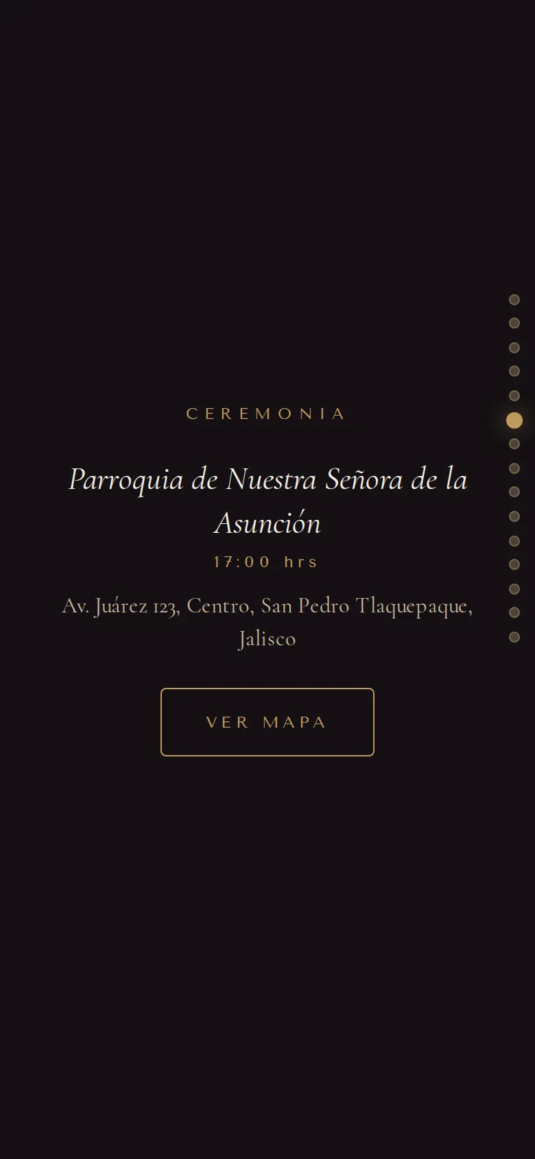 Fecha y lugar de la ceremonia