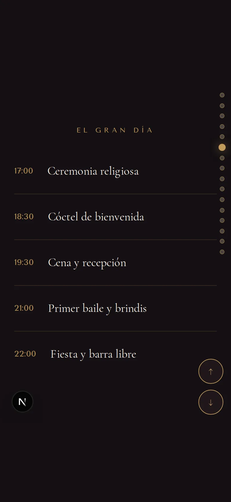 Itinerario del gran día