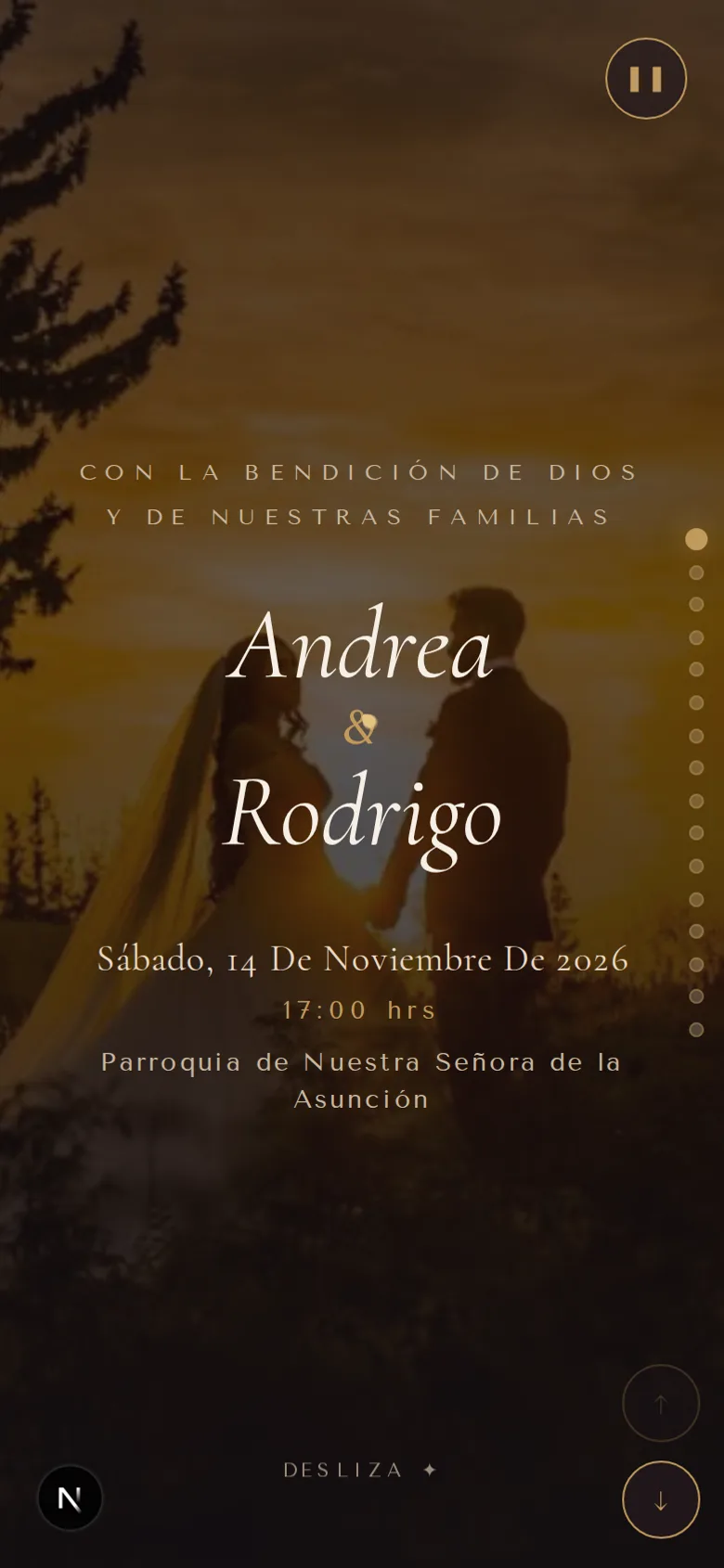 Portada de una invitación de boda en Invitium