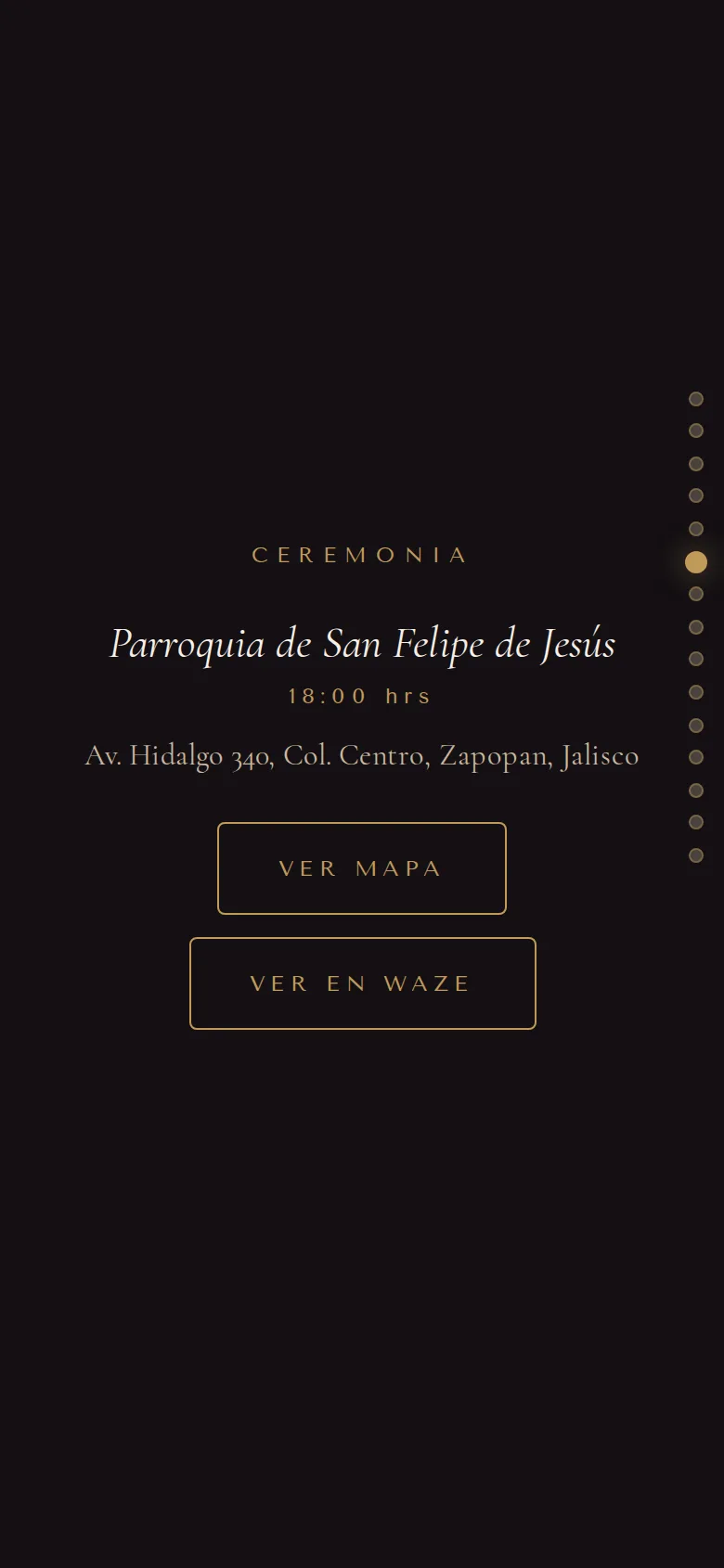 Fecha y lugar de la ceremonia