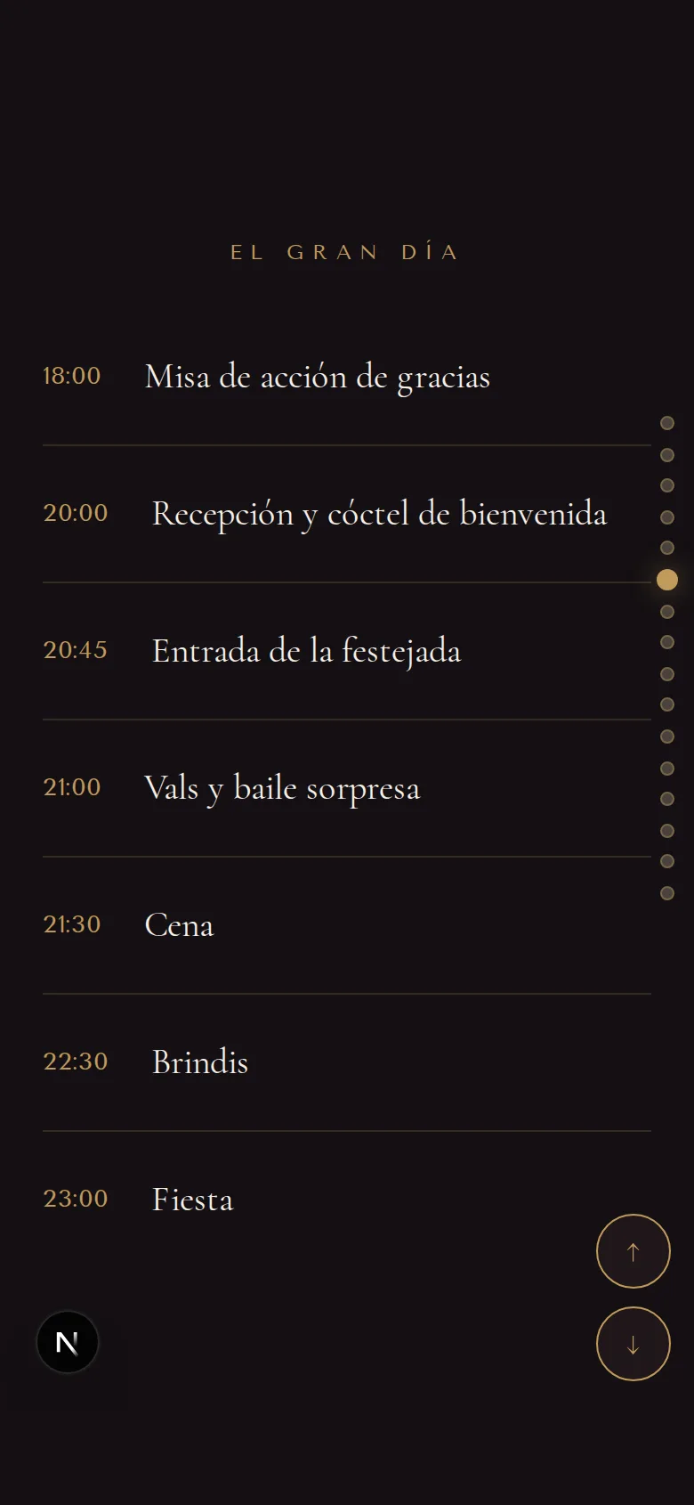 Itinerario del gran día